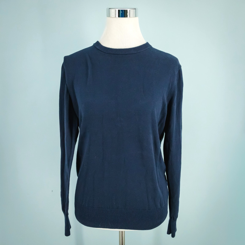 Spier & Mackay Size Small S Navy Blue Crew Neck Long Sleeve 100% Cotton Sweater